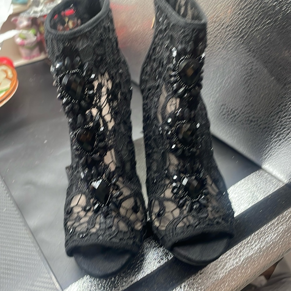 Bebe Embellished Peep Toe